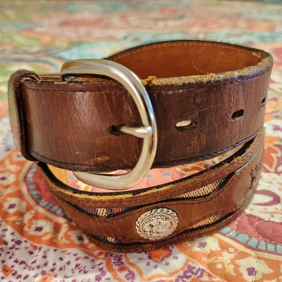 3-D Belt Company Western Boho Leather Belt Size Medium - Picture 3 of 11